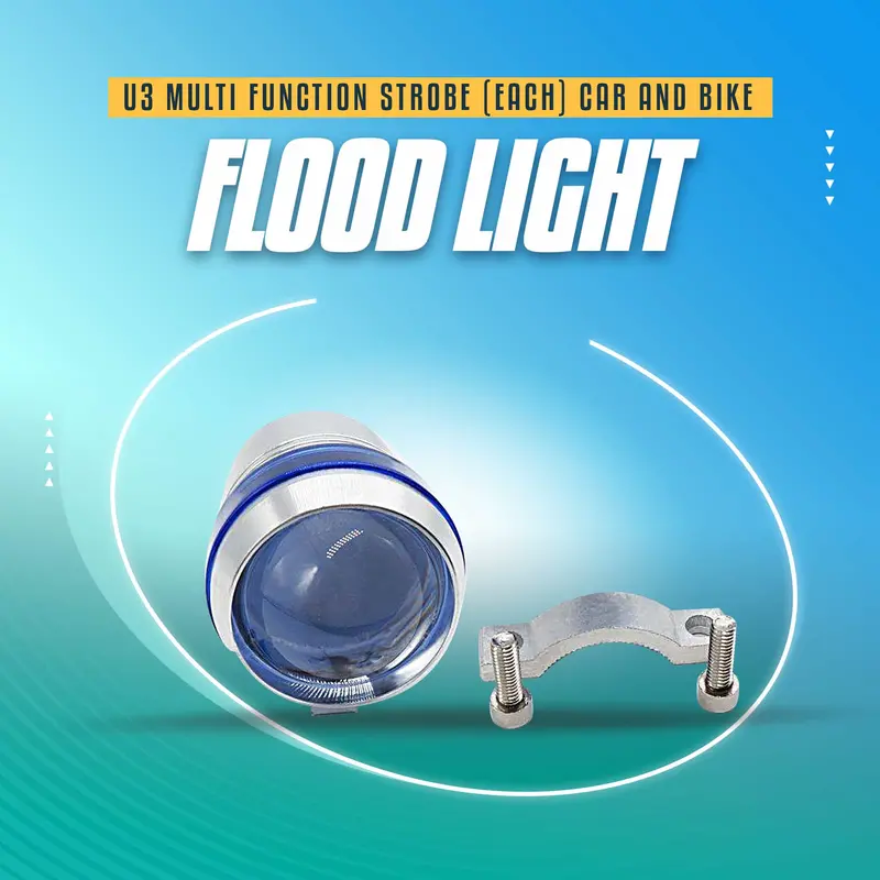 U3 Multi Function Strobe Flood Light - Each - Super Bright Sharp Spot Light For Car And Bike 1