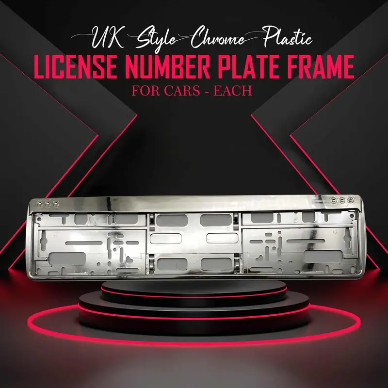 Uk Style Chrome Plastic License Number Plate Frame For Cars - Each 1