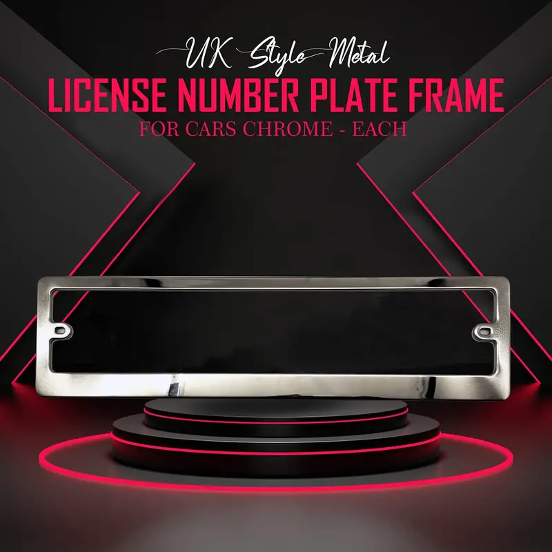 Uk Style Metal License Number Plate Frame For Cars Chrome - Each 1