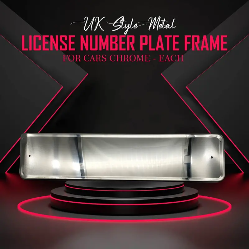 Uk Style Metal License Number Plate Frame For Cars Chrome - Each 1