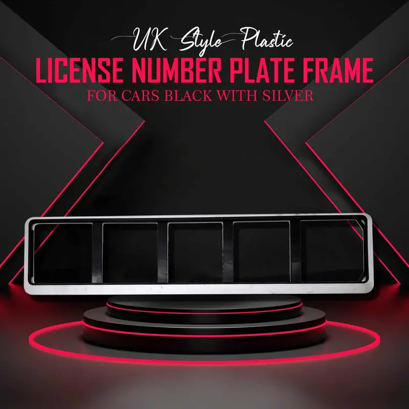 Uk Style Plastic License Number Plate For Cars Black With Silver 1