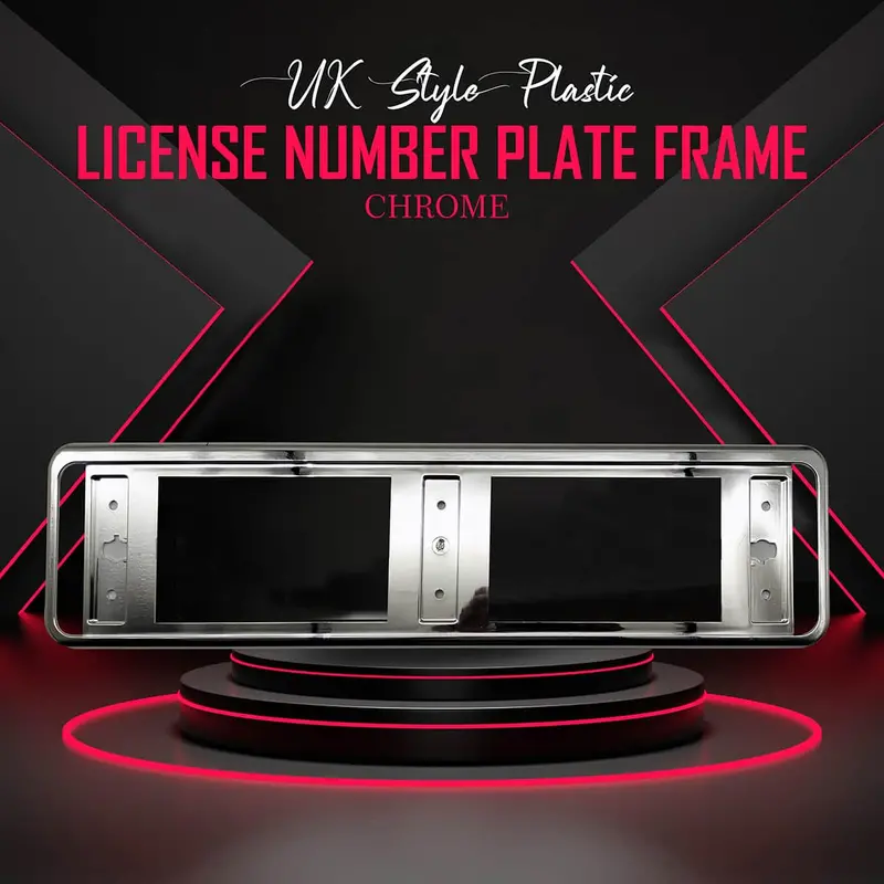 Uk Style Plastic License Number Plate Frame For Cars B Chrome - Each 1