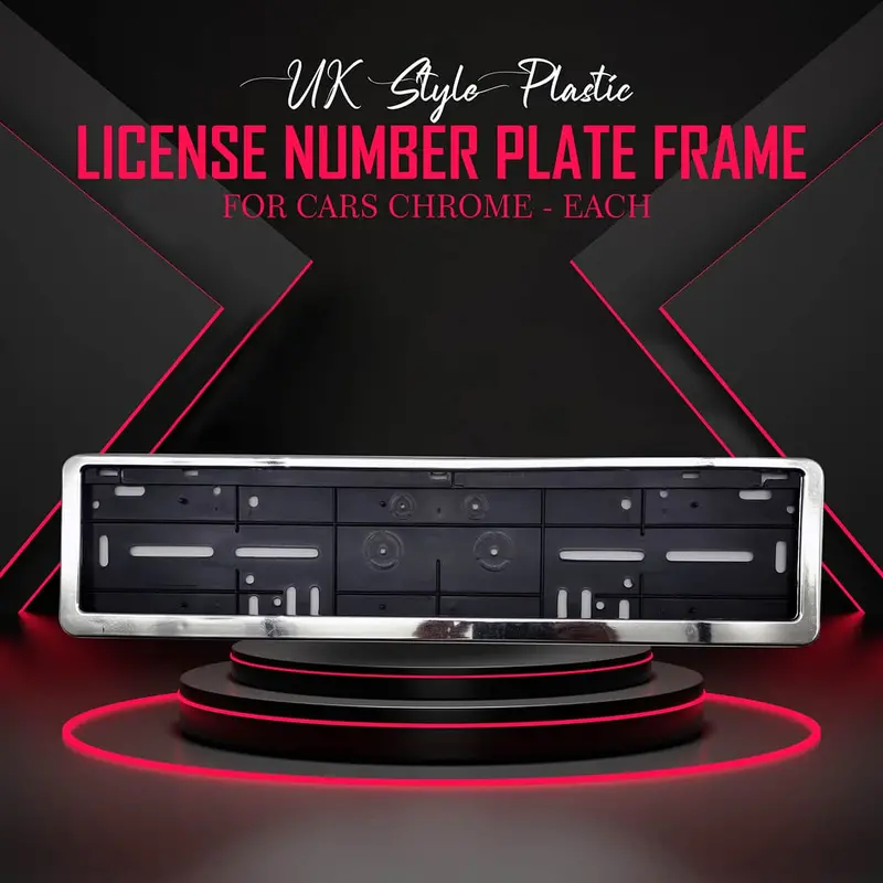 Uk Style Plastic License Number Plate Frame For Cars Chrome - Each 1
