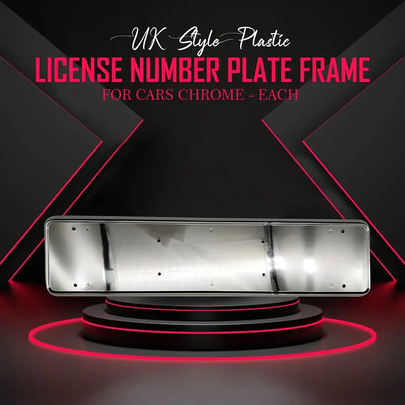 Uk Style Plastic License Number Plate Frame For Cars Chrome - Each 1