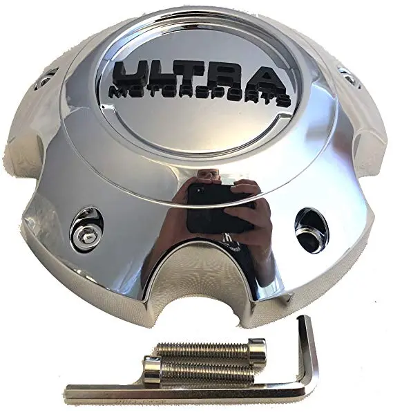 Ultra 5 Lug Chrome Wheel Center Cap (Qty 4) P/N # 89-9750C With Bolts 1