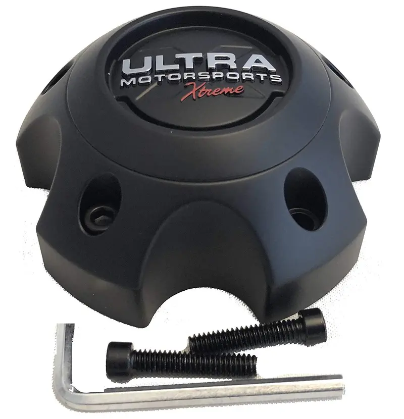 Ultra 5 Lug Extreme Black Wheel Center Cap (Qty 2) P/N # 89-9754Sbx With Bolts 1