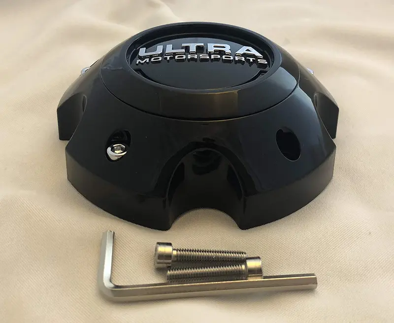 Ultra 5 Lug Gloss Black Wheel Center Cap (Qty 4) P/N # 89-9750-Cap With Bolts 1