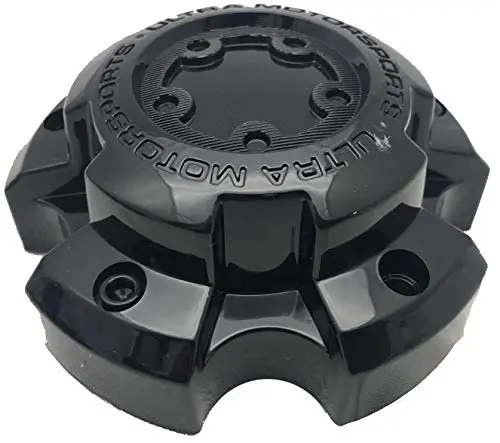 Ultra Motorsports 5 Lug Gloss Black Wheel Center Cap Set Of 4 Pn: 89-9855Bk With Bolts 1