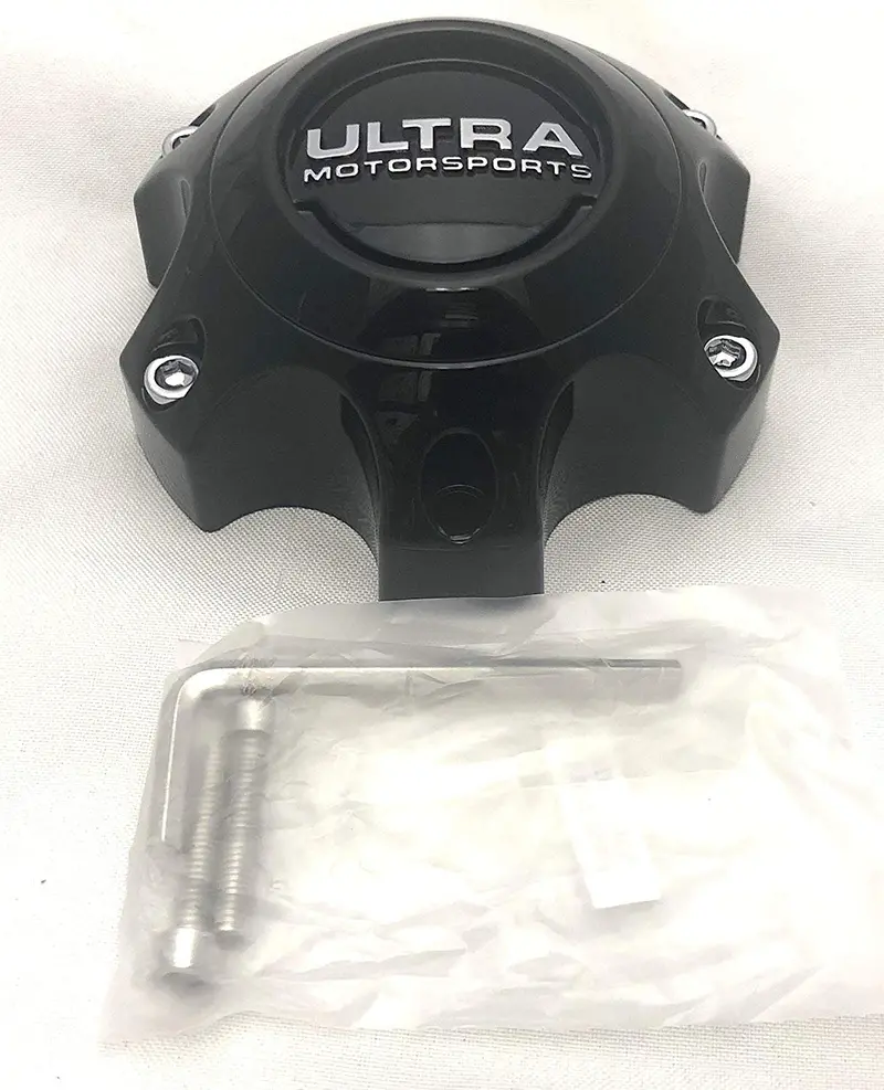 Ultra Motorsports 6 Lug Gloss Black Wheel Center Cap Qty 1 Pn: 89-9764Bk With Bolts 1