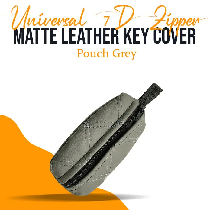 Universal 7D Zipper Matte Leather Key Cover Pouch Grey 1
