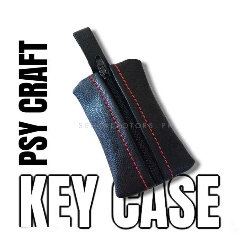 Universal 7D Zipper Matte Mix Thread Leather Key Cover Pouch Black 2