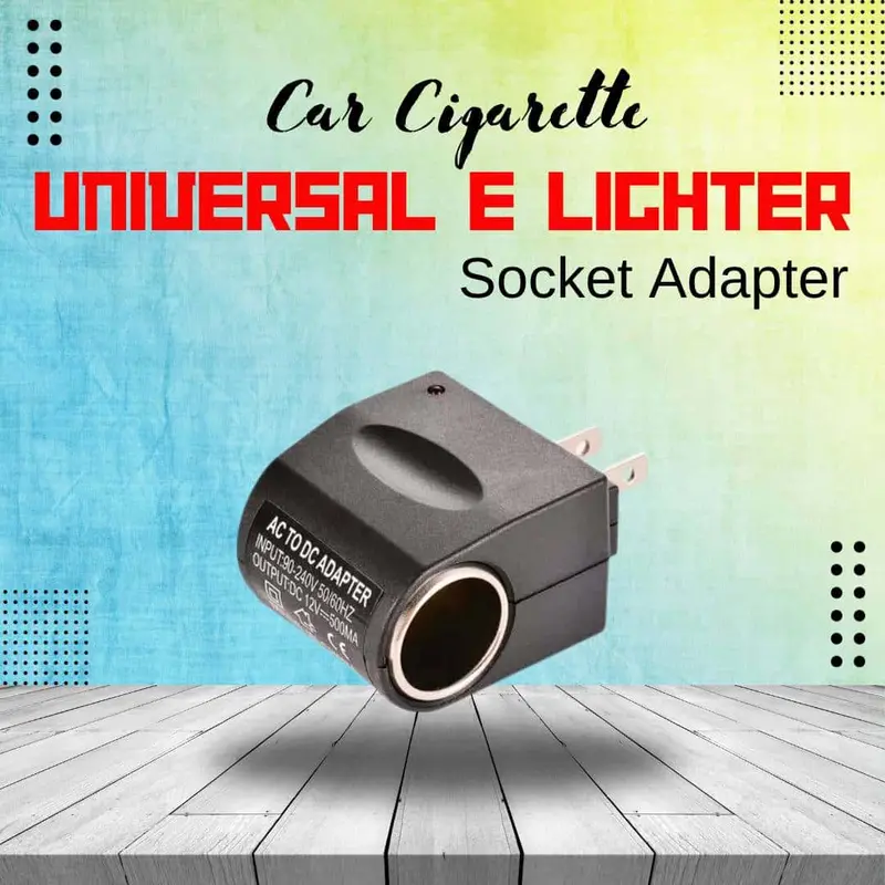 Universal Ac To Dc Car Cigarette E Lighter Socket Adapter (Output 12V) - Input 110-240V - 50/60Hz 1