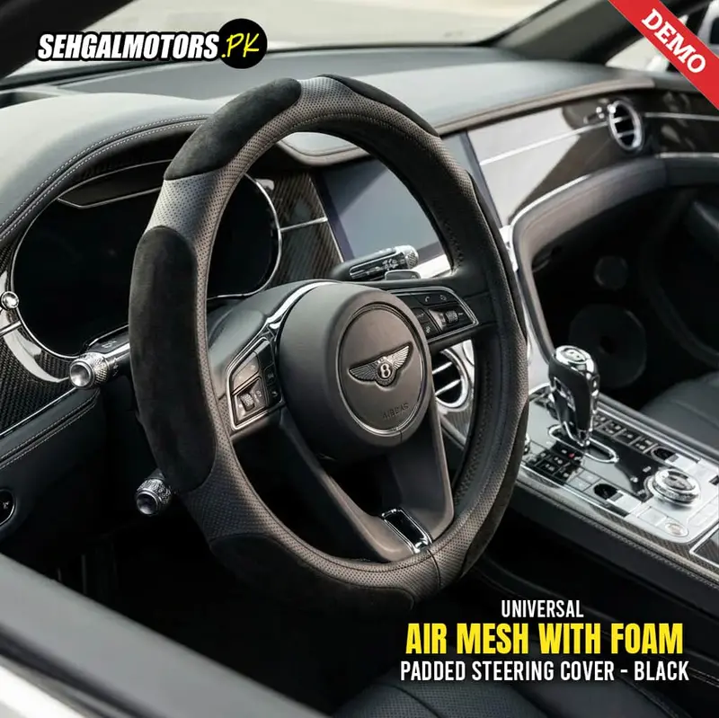 Universal Air Mesh With Foam Padded Steering Cover - Black 1