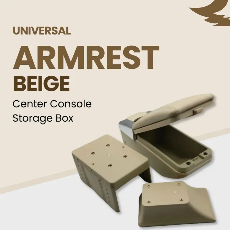 Universal Arm Rest - Beige - Center Console Storage Box | Center Console | Elbow Rest Arm Holder 1