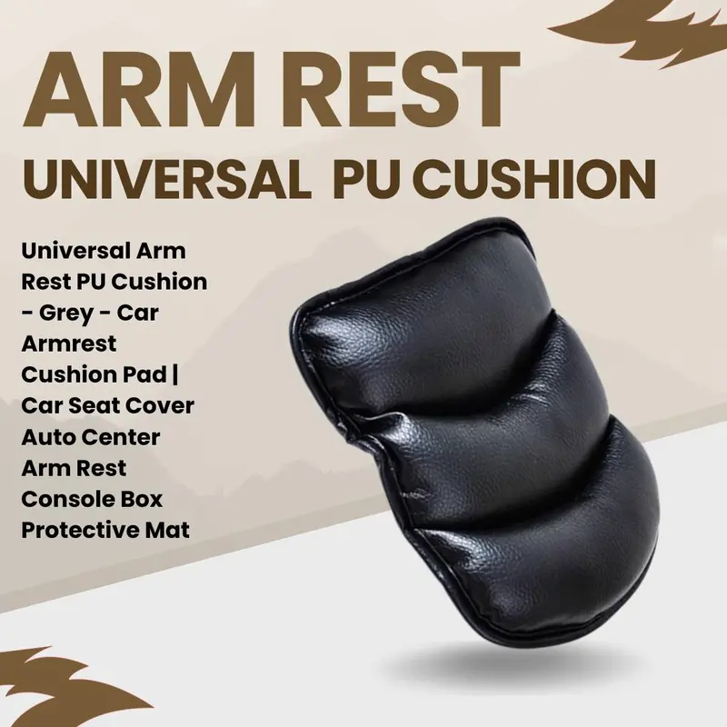 Universal Arm Rest Pu Cushion - Grey - Car Armrest Cushion Pad | Arm Rest Console Box Protective Mat 1