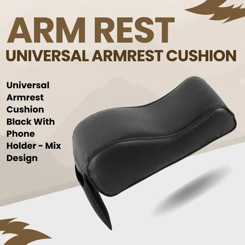 Universal Armrest Cushion Black With Phone Holder - Mix Design 1