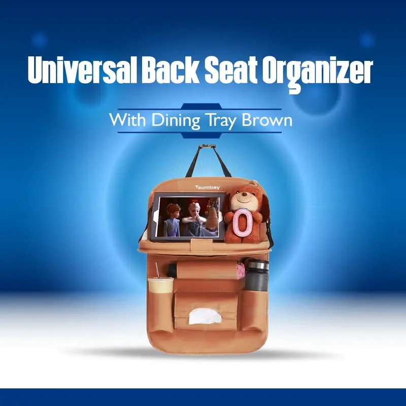 Universal Back Seat Organizer With Dining Tray Brown 1