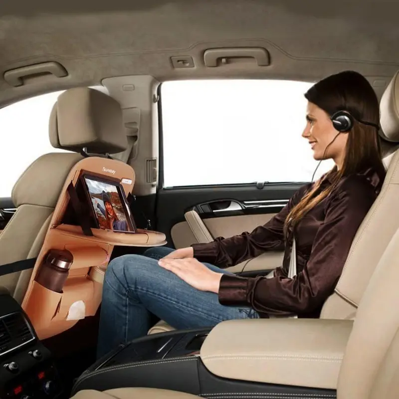 Universal Back Seat Organizer With Dining Tray Brown 2