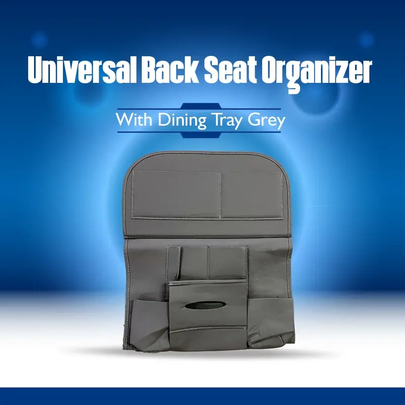 Universal Back Seat Organizer With Dining Tray Grey 1