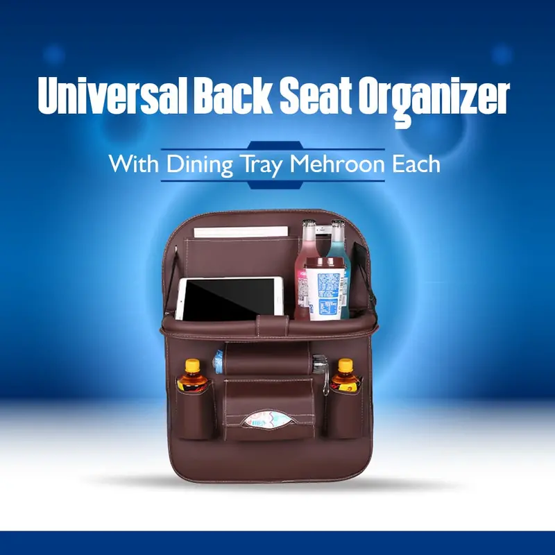 Universal Back Seat Organizer With Dining Tray Mehroon Each 1