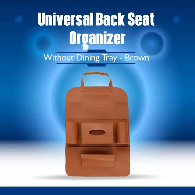 Universal Back Seat Organizer Without Dining Tray - Brown 1