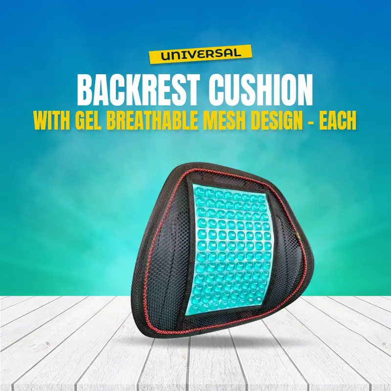 Universal Backrest Cushion With Gel Breathable Mesh Design - Each - Car Seat Back Lumbar Cushion Pillows 1