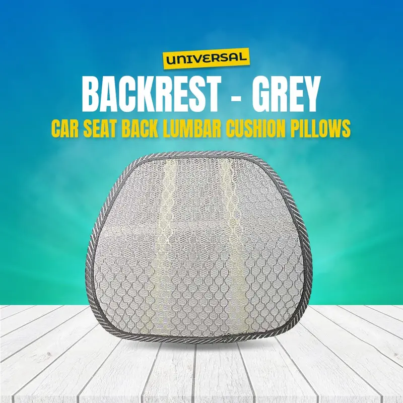 Universal Backrest - Grey - Car Seat Back Lumbar Cushion Pillows | Back Rest Memory Cotton 1