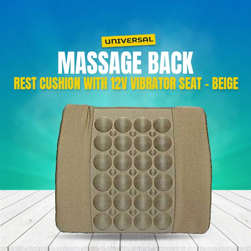 Universal Beige Massage Back Rest Cushion With 12V Vibration Seat 1