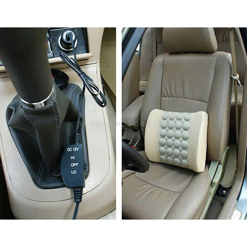 Universal Beige Massage Back Rest Cushion With 12V Vibration Seat 2