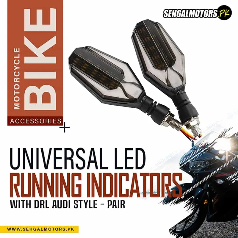 Universal Bike Led Running Indicators With Drl Audi Style - Pair 1