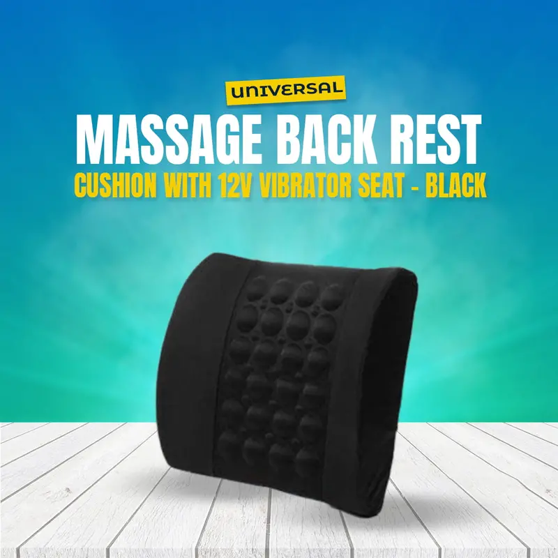 Universal Black Massage Back Rest Cushion With 12V Vibration Seat 1