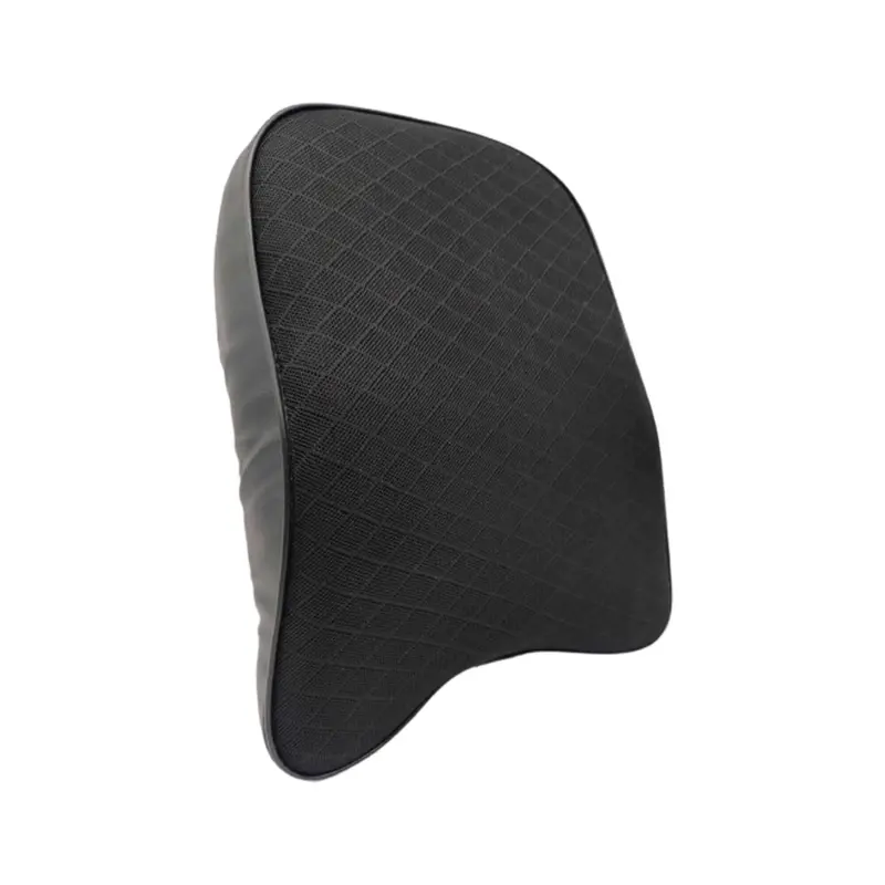 Universal Breathable Leather Style Back & Neck Rest Hardrest Pillow - Cushion – Black 2