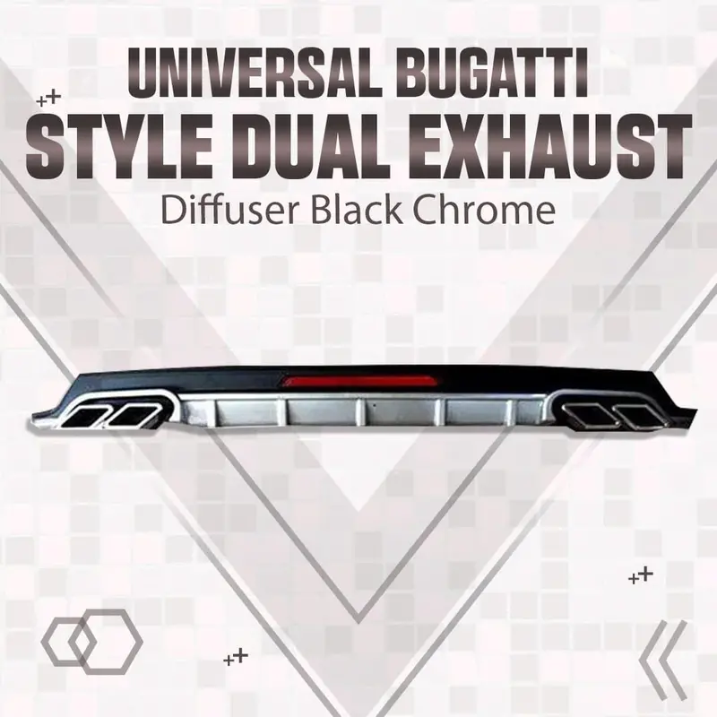 Universal Bugatti Style Dual Exhaust Diffuser Black Chrome 1