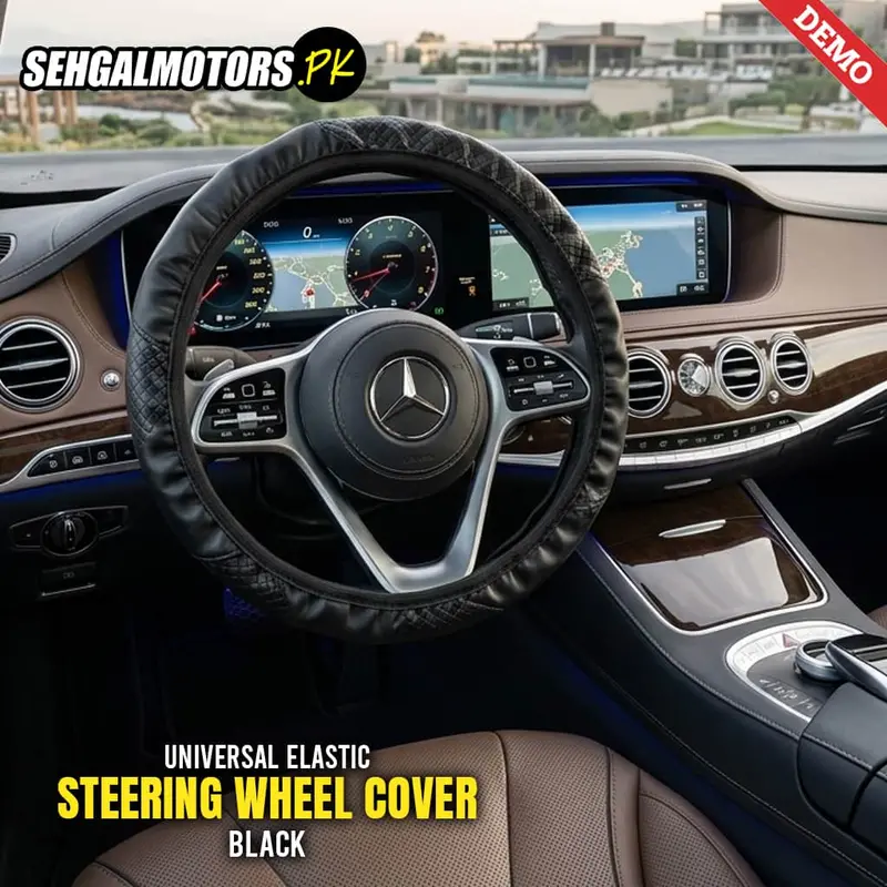 Universal Car Elastic Steering Wheel Cover Black 1