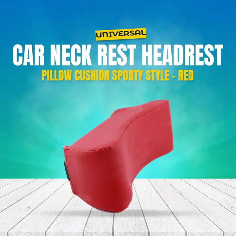 Universal Car Neck Rest Headrest Pillow Cushion Sporty Style - Red 1