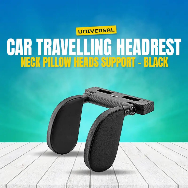 Universal Car Travelling Headrest Neck Pillow Heads Support - Black 1