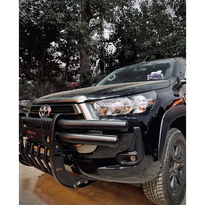 Universal Double Pipe With Fog Lamps Front Bumper Safe Guard 2