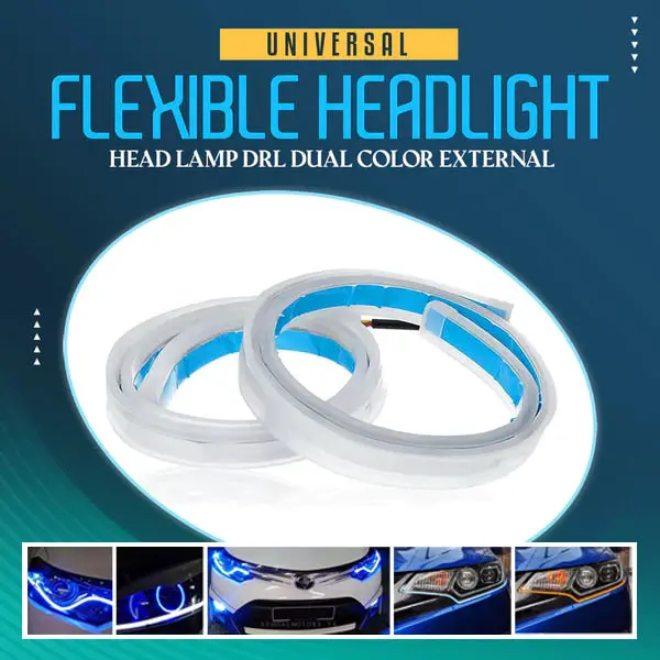 Universal Flexible Headlight/Head Lamp Drl Dual Color External - 45 Cm - Yellow And White Color 1