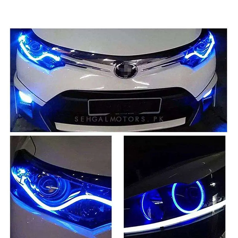 Universal Flexible Headlight/Head Lamp Drl Dual Color External - 45 Cm - Yellow And White Color 2