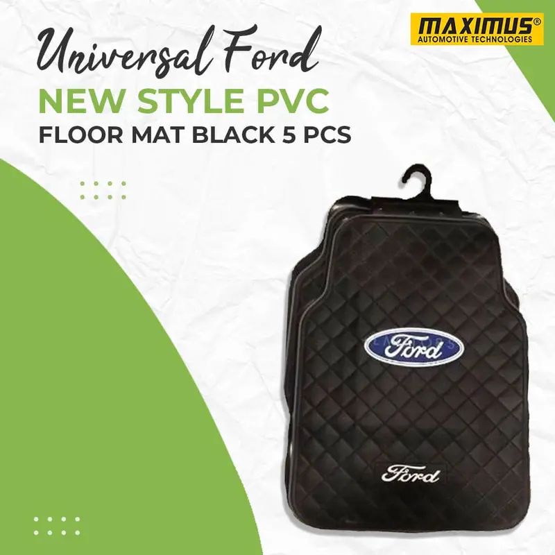 Universal Ford  Pvc Floor Mat Black Mix Design 5 Pcs - Foot Mat For Car 1
