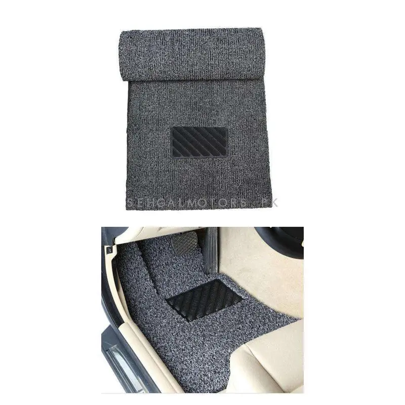 Universal Fur Grass Floor Mat Roll Adjustable Black With Gray - Vehicle Mats | Foot Mat For Car 2