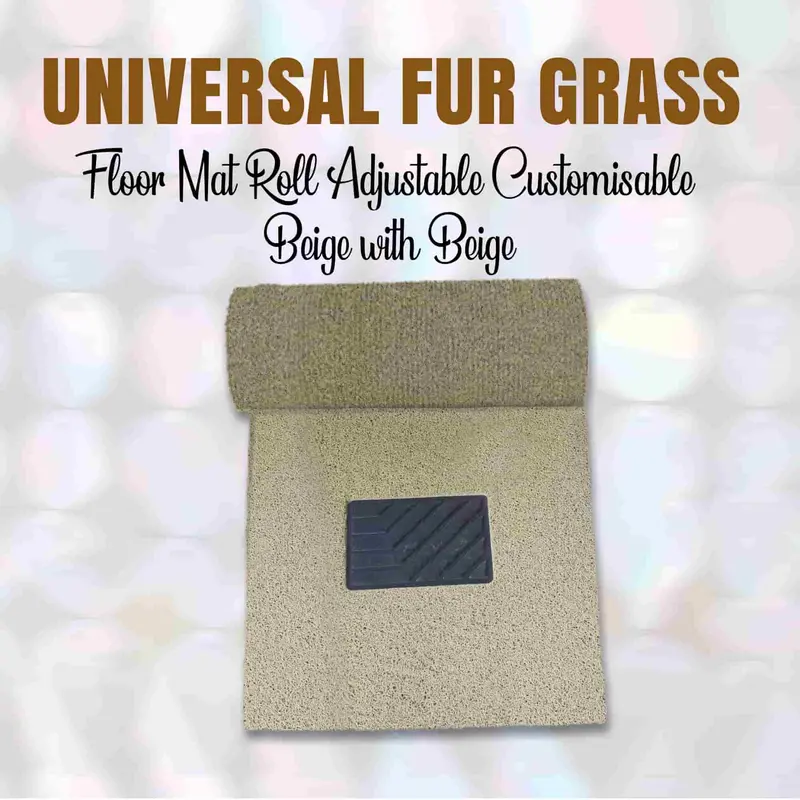 Universal Fur Grass Floor Mat Roll Adjustable Customisable Beige With Beige - Floor Mats Car Mats Vehicle Mats Foot Mat For Car 1