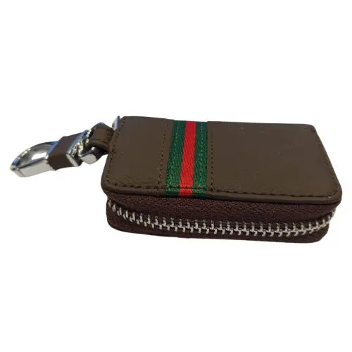 Universal Gucci Style Zipper Leather Key Cover Brown 2