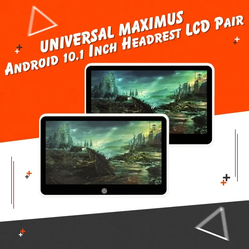 Universal Headrest Android Lcd Black 10.1 Inches  - Pair - Maximus Octa Core Ultra Thin Multimedia Ips Display System 1