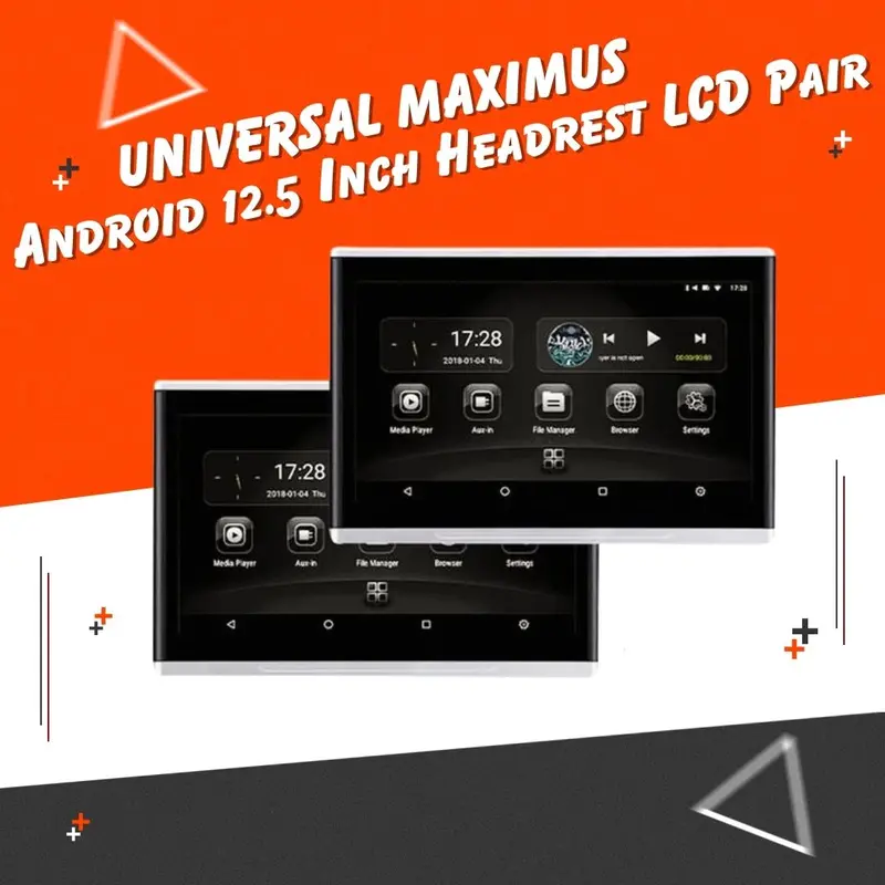 Universal Headrest Android Lcd Silver 12.5 Inches - Pair - Maximus Octa Core Ultra Thin Multimedia Ips Display System 1