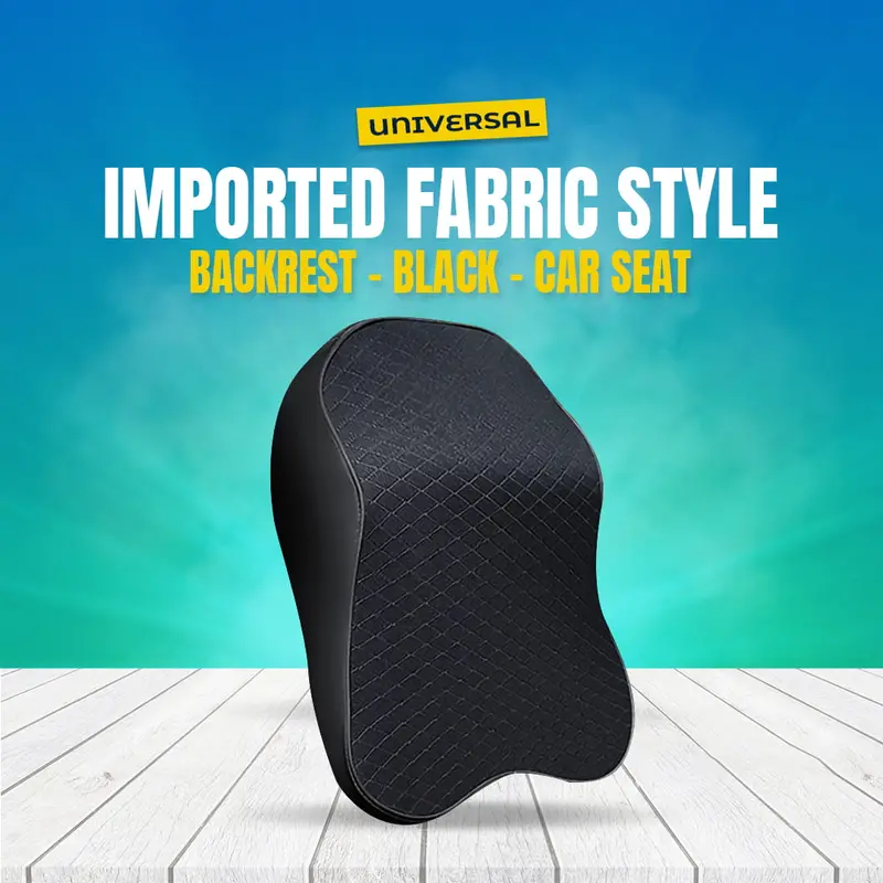Universal Imported Fabric Style Backrest - Black - Car Seat Headrest Memory Cotton Soft Breathable Pillow Neck 1