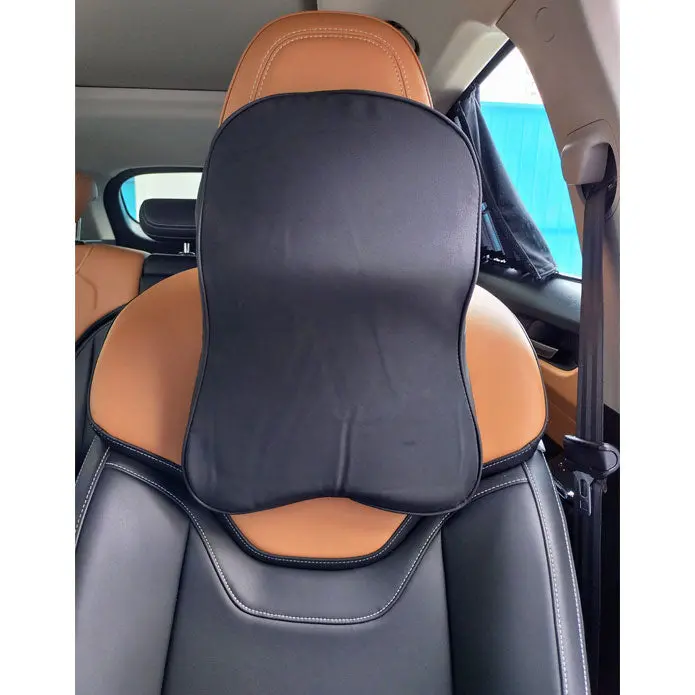 Universal Imported Leather Neckrest Headrest Pillow Cushion - Black 2