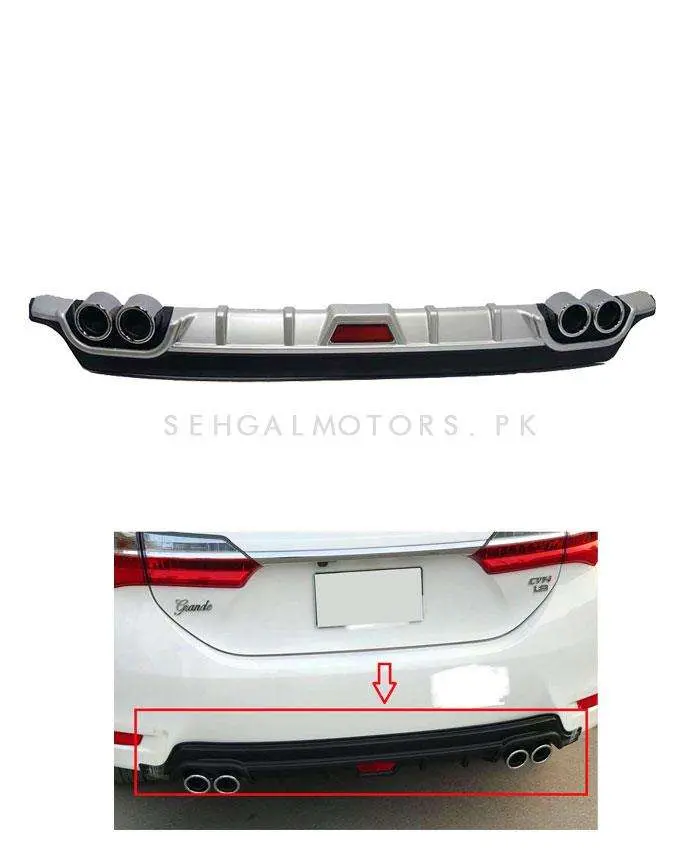 Universal Kantara Style Diffuser Dual Exhaust Black Silver 2