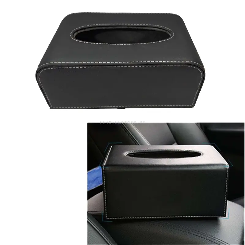 Universal Leather Car Tissue Holder Case Box 9Cm Black 2