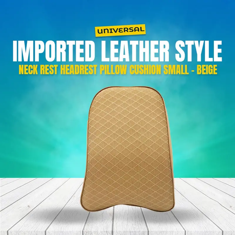 Universal Leather Style Diamond Stitch Car Neck & Headrest Cushion - Beige 1